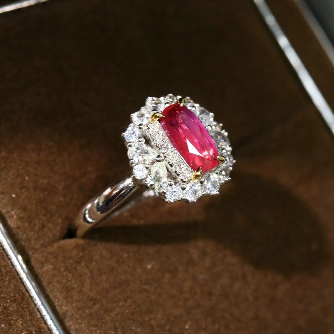 14k Gold 1.22 Ctw Natural Padparadscha Sapphire & Sapphire Ring - 3