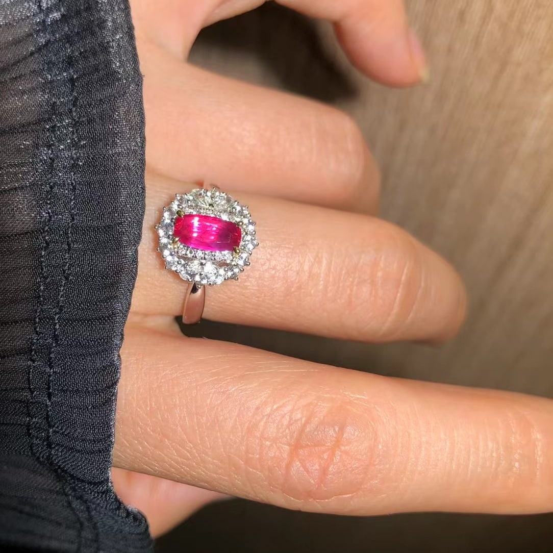 14k Gold 1.22 Ctw Natural Padparadscha Sapphire & Sapphire Ring - 4
