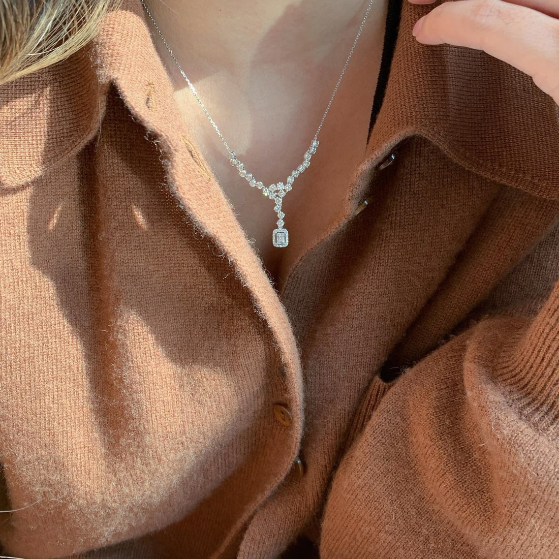 14k Gold 1.7 Ct Natural H Diamond Necklace - 3