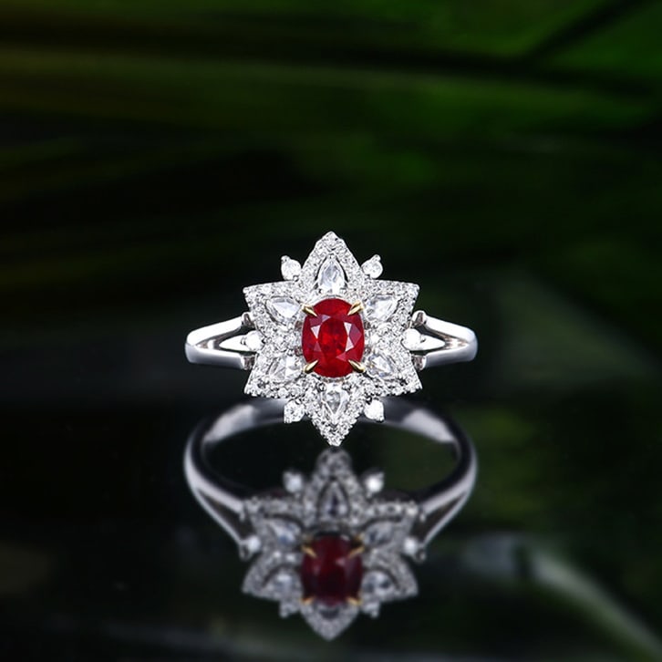 14k Gold 0.94 Ctw Natural Ruby & Diamond Ring/pendant( Without Chain ): Ref:230970368 // gold content:14k gold // ring size:7. 25us // // main gemstone:ruby // shape:oval // carat weight:0. 6ct // color:pigeonblood red // treatment:natural // // adjacent gemstone 2 :