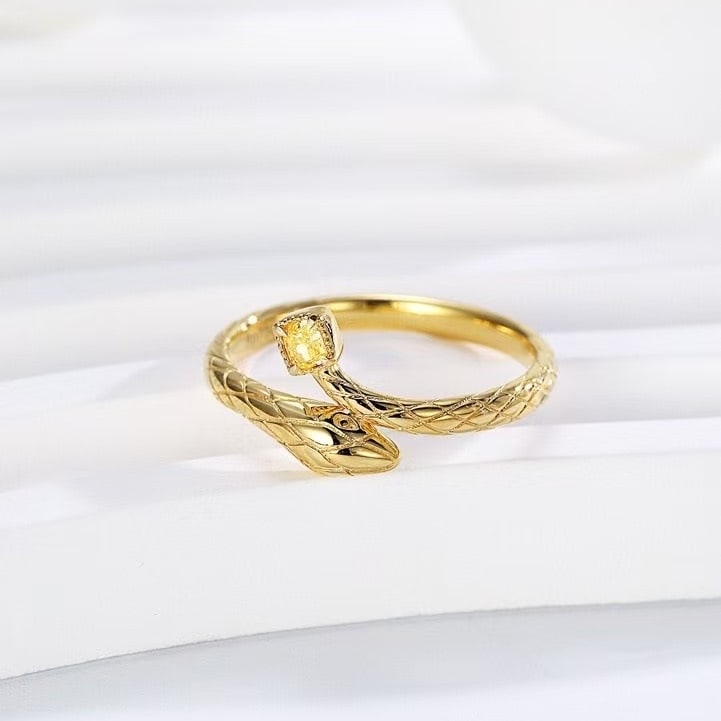14k Gold 0.09 Ct Natural Yellow Diamond Ring - 2