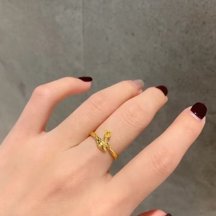 14k Gold 0.09 Ct Natural Yellow Diamond Ring - 4