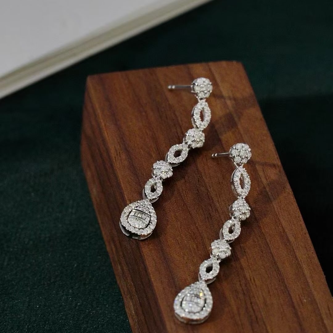 14k Gold 1 Ct Natural H Diamond Earrings - 3