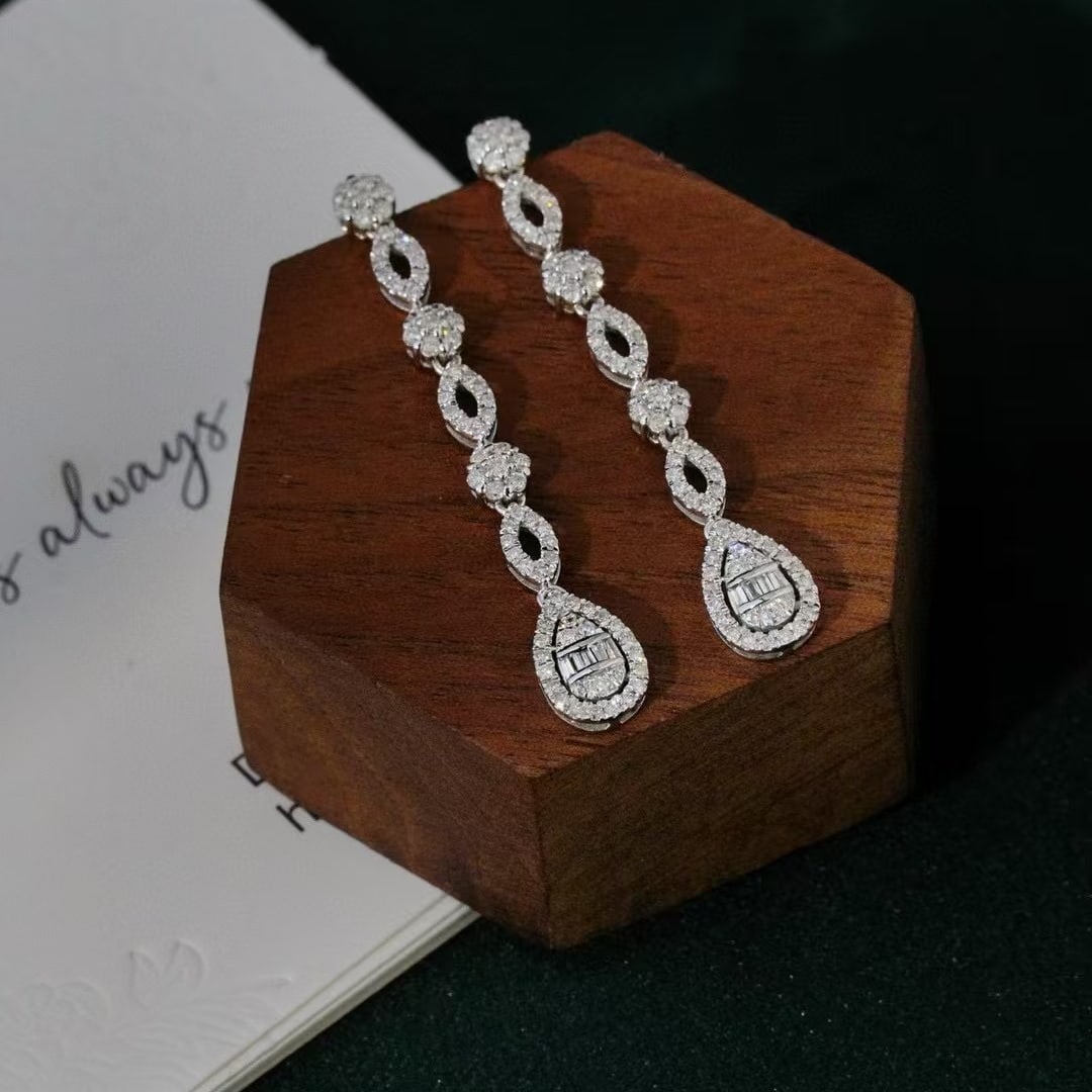 14k Gold 1 Ct Natural H Diamond Earrings - 4
