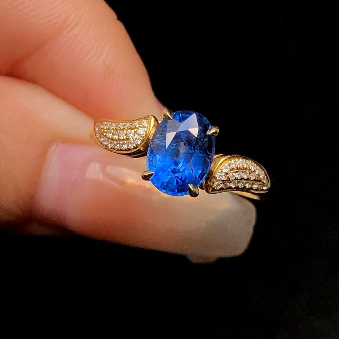 14k Gold 1.95 Ctw Natural Sapphire & Diamond Ring - 2