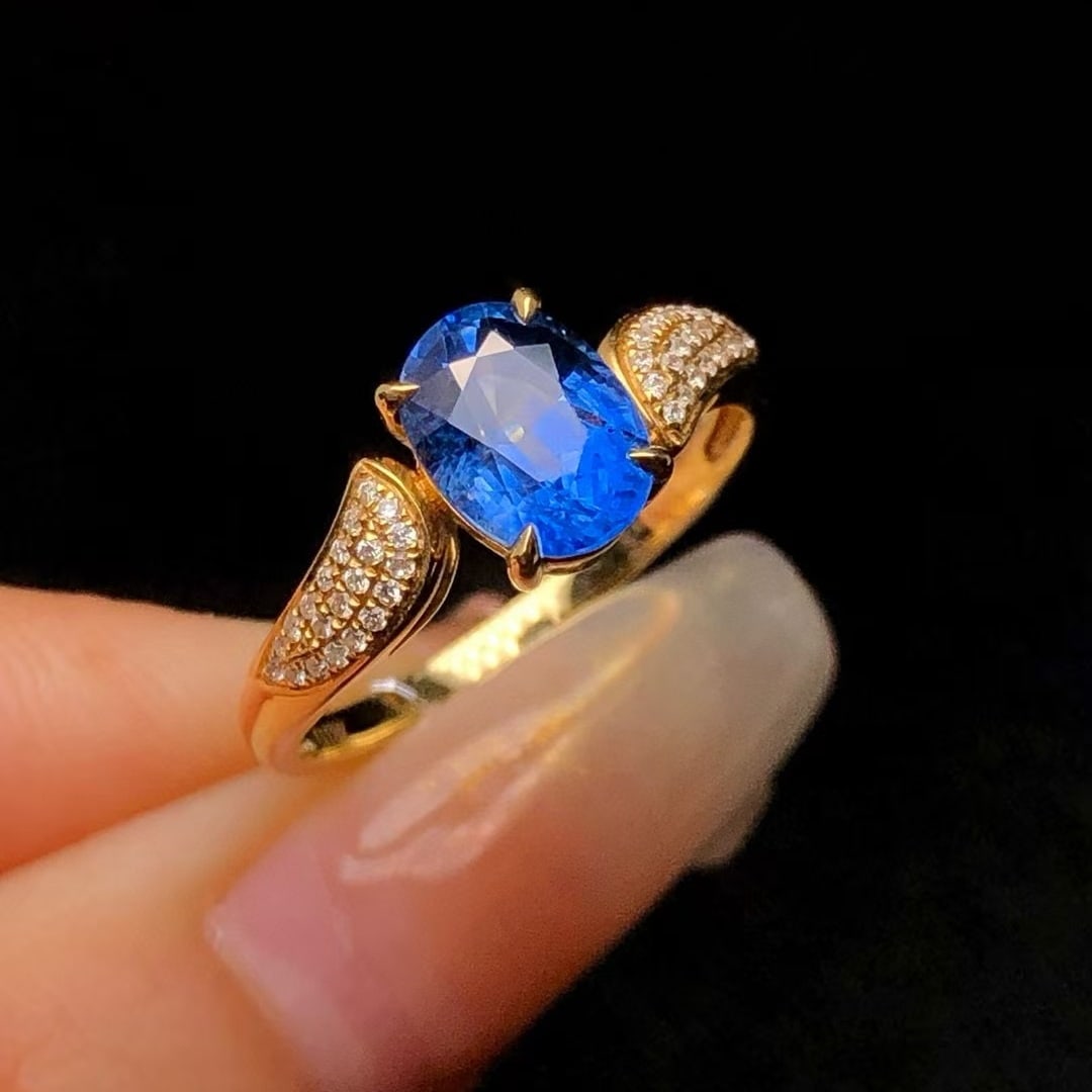 14k Gold 1.95 Ctw Natural Sapphire & Diamond Ring - 3