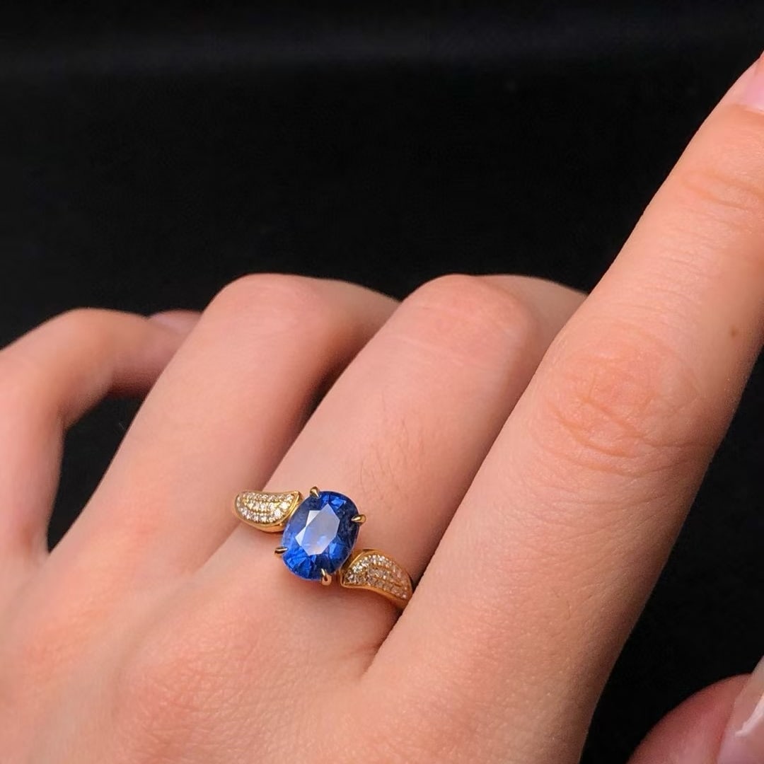 14k Gold 1.95 Ctw Natural Sapphire & Diamond Ring - 4