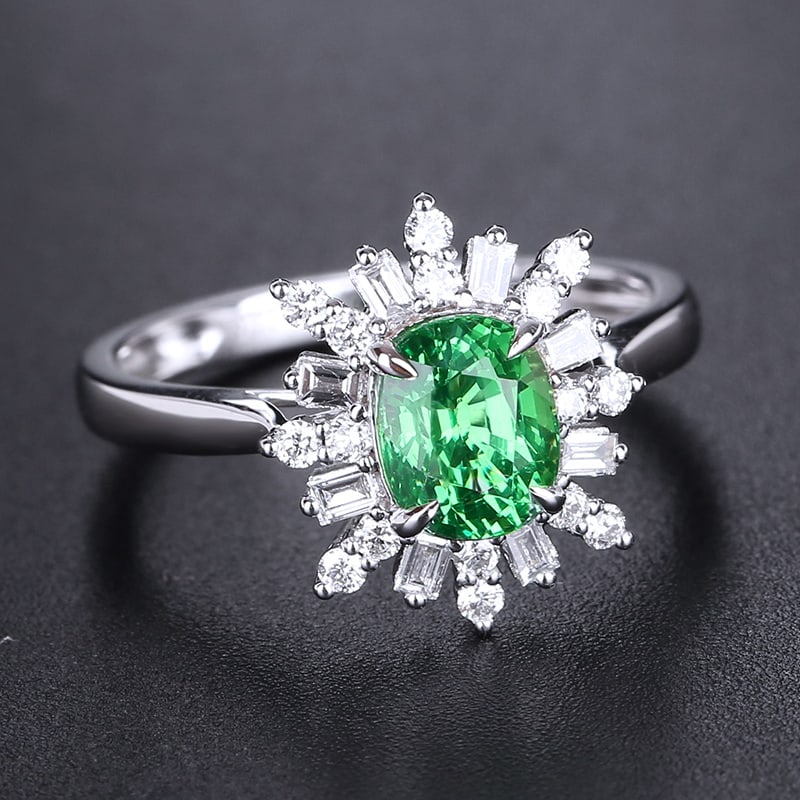 14k Gold 1.73 Ctw Natural Tsavorite & Diamond Ring - 3
