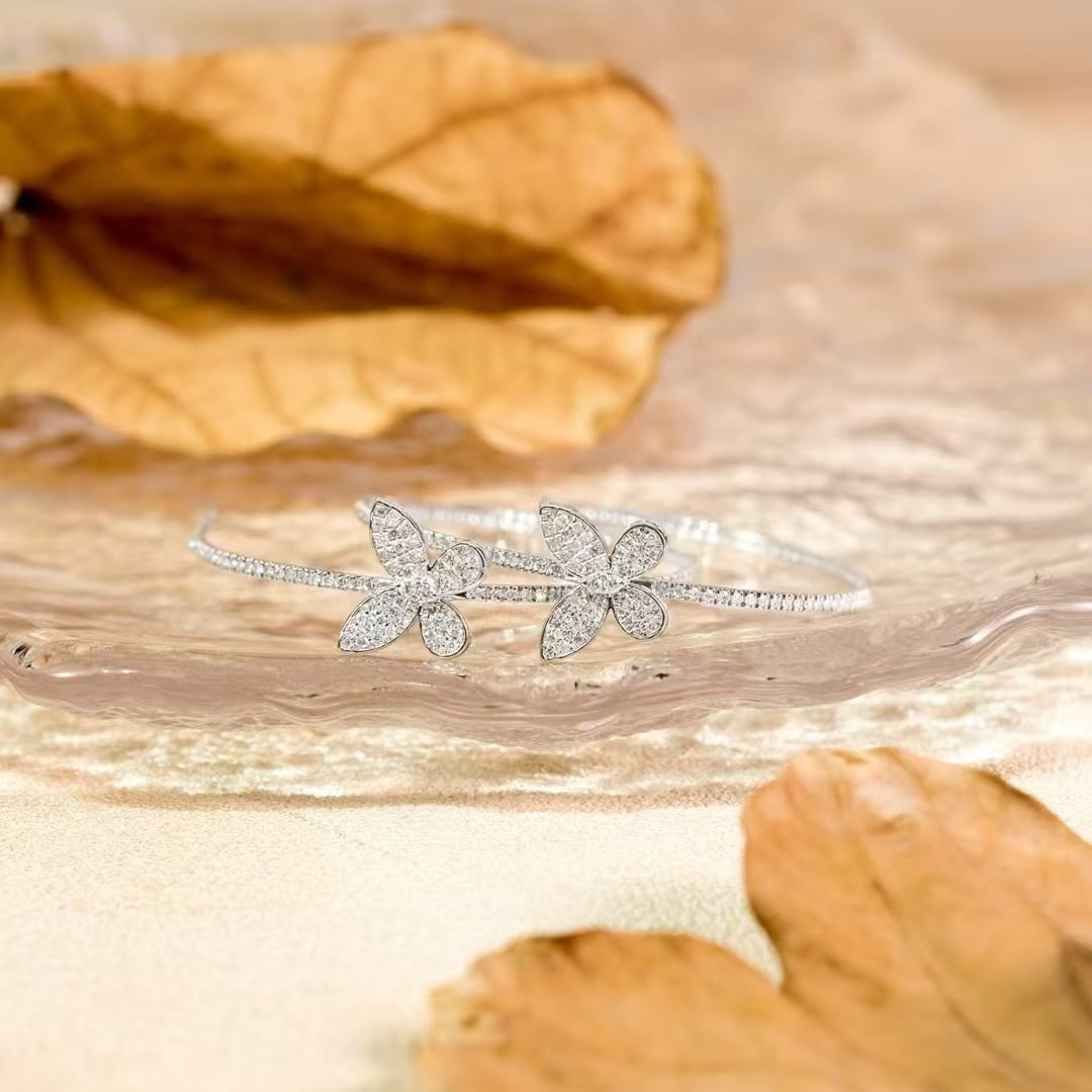 14k Gold 1 Ct Natural H Diamond & Butterfly Earrings - 3