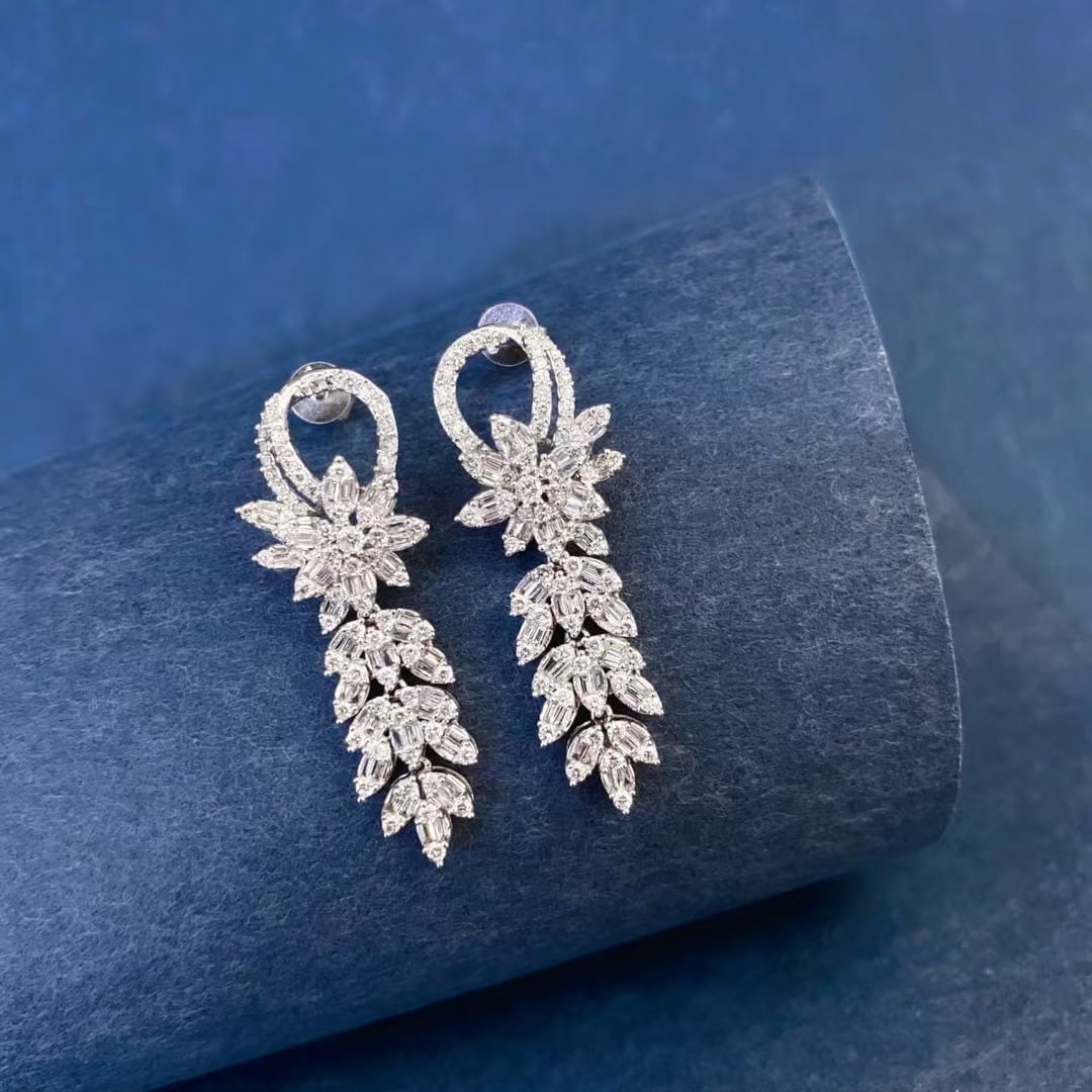 14k Gold 1.5 Ct Natural H Diamond Earrings - 4