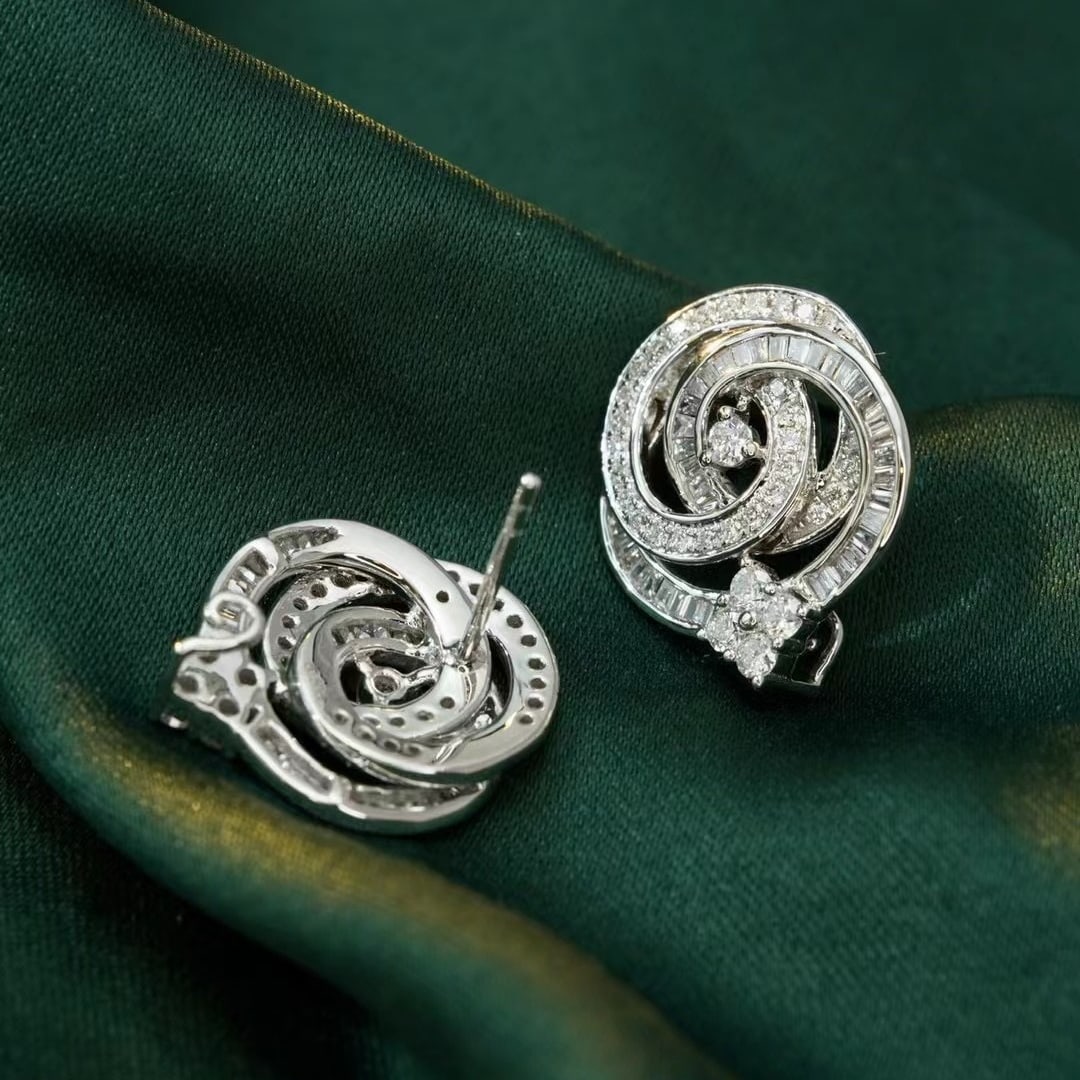 14k Gold 1.0 Ct Natural H Diamond Earrings - 3