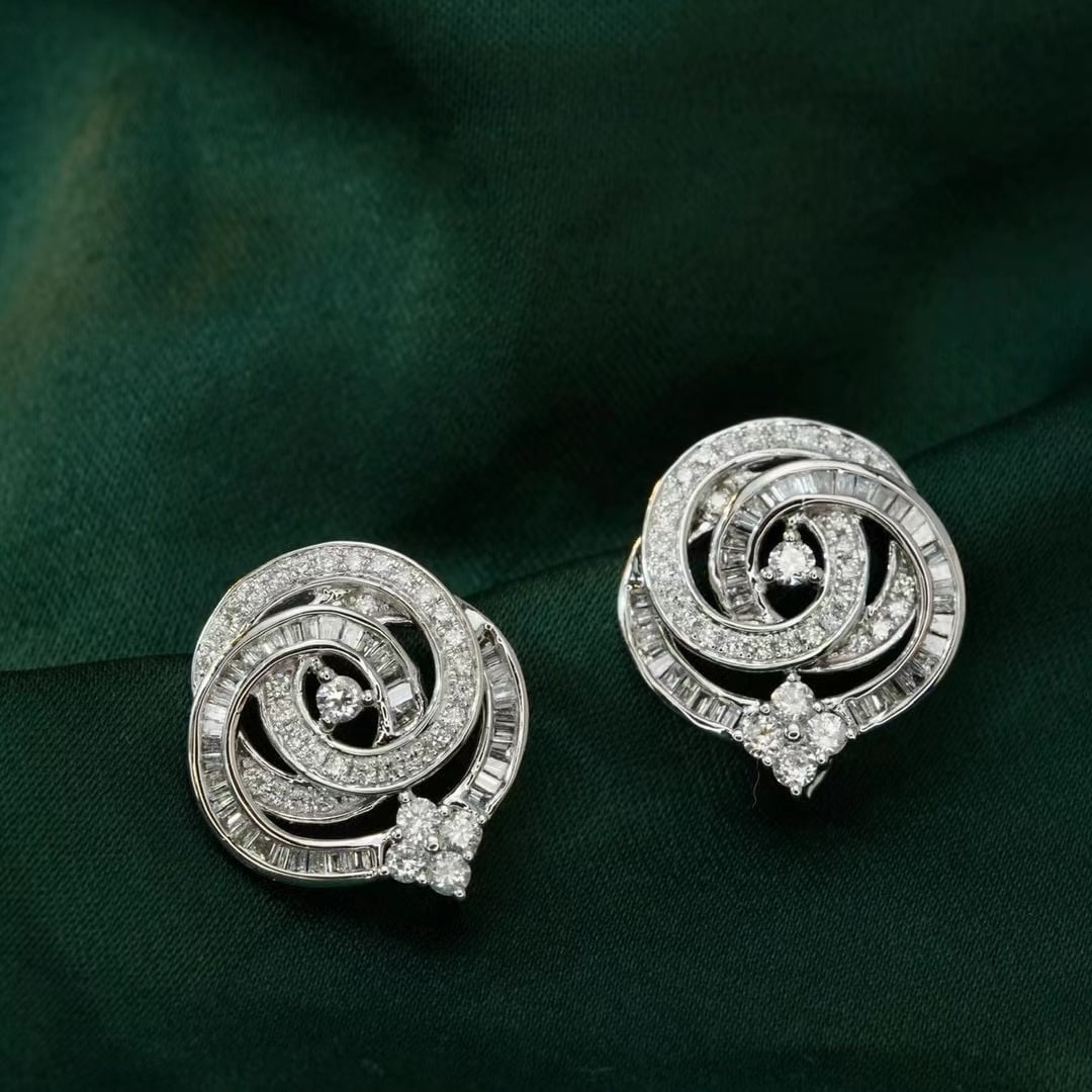 14k Gold 1.0 Ct Natural H Diamond Earrings - 6