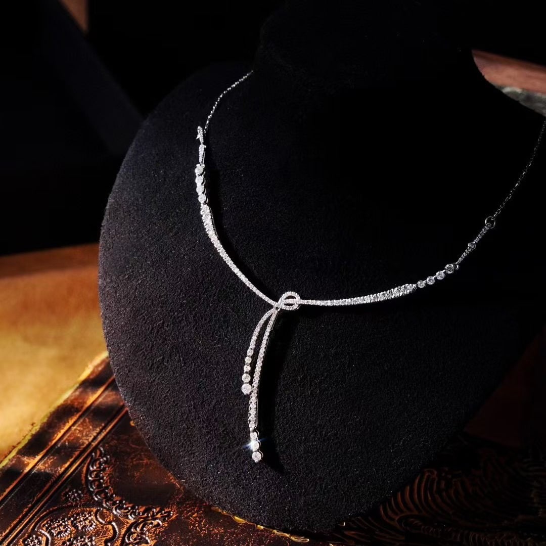 14k Gold 1.46 Ct Natural H Diamond Necklace - 3