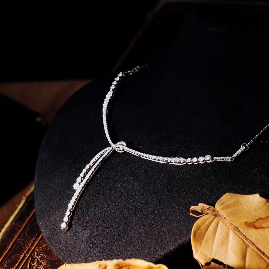 14k Gold 1.46 Ct Natural H Diamond Necklace - 5