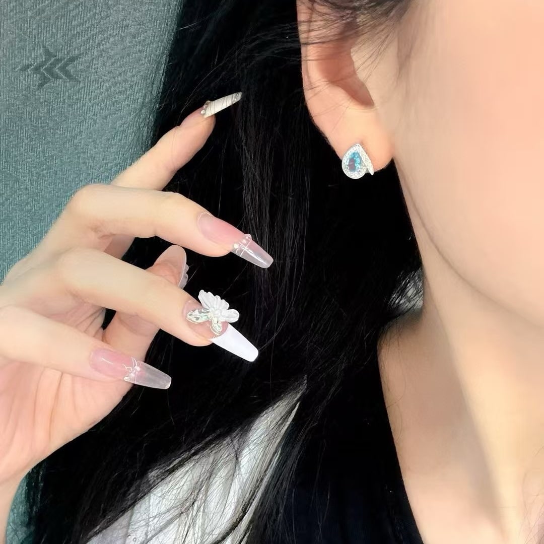 14k Gold 1.04 Ctw Natural Aquamarine & Diamond Earrings - 2