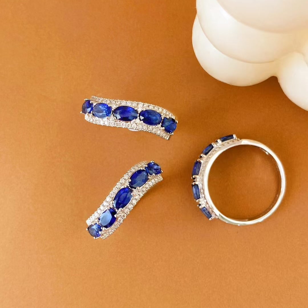 14k Gold 1.60 Ctw Natural Sapphire & Diamond Ring - 3