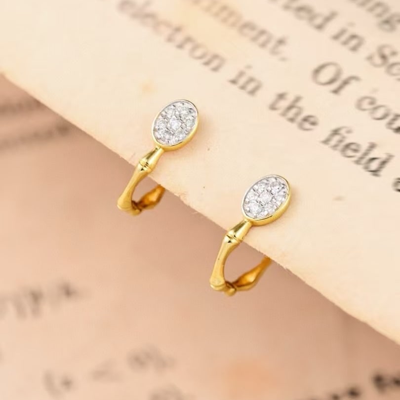 14k Gold 0.12 Ct Natural H Diamond Earrings - 2