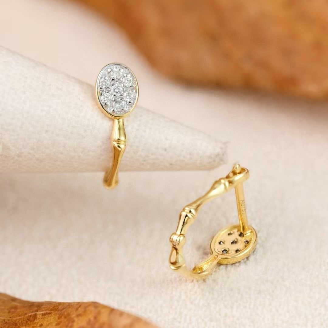 14k Gold 0.12 Ct Natural H Diamond Earrings - 3
