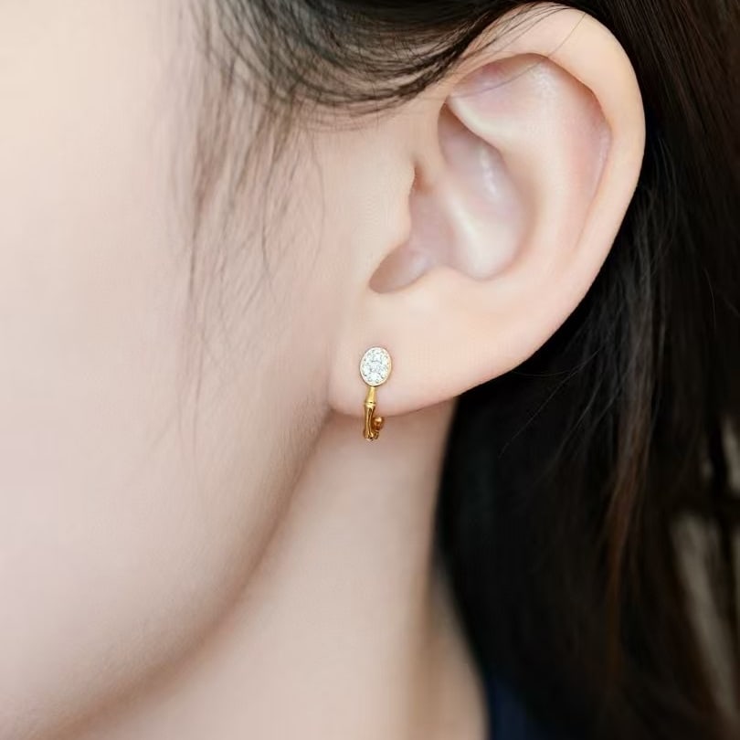 14k Gold 0.12 Ct Natural H Diamond Earrings - 5