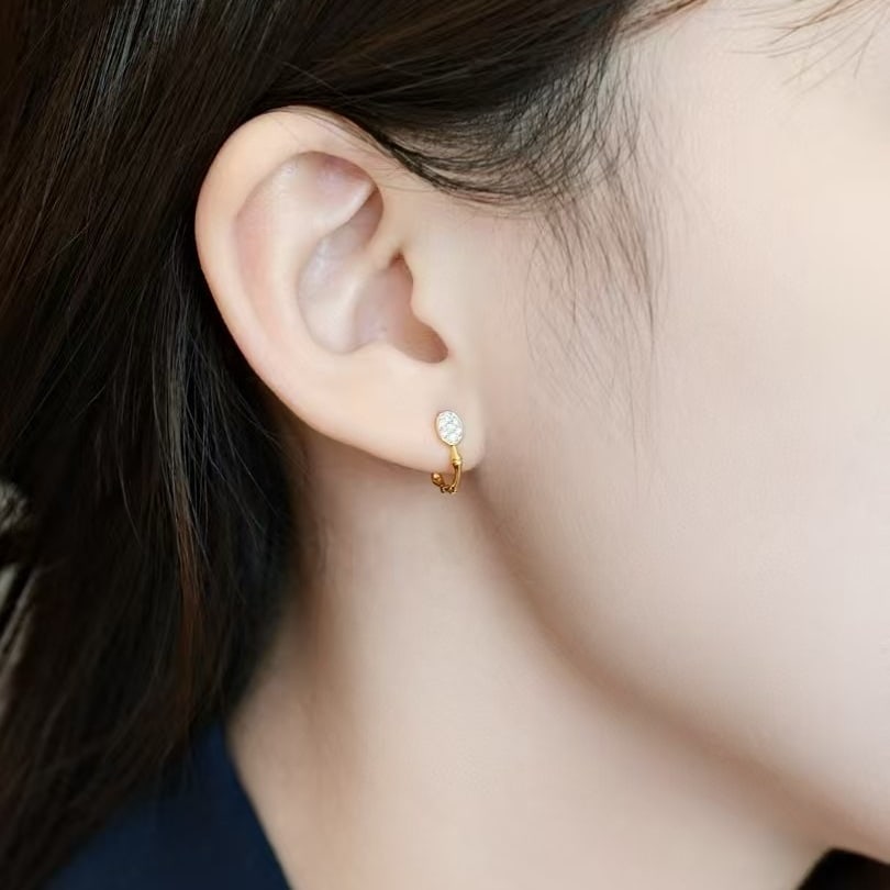 14k Gold 0.12 Ct Natural H Diamond Earrings - 6
