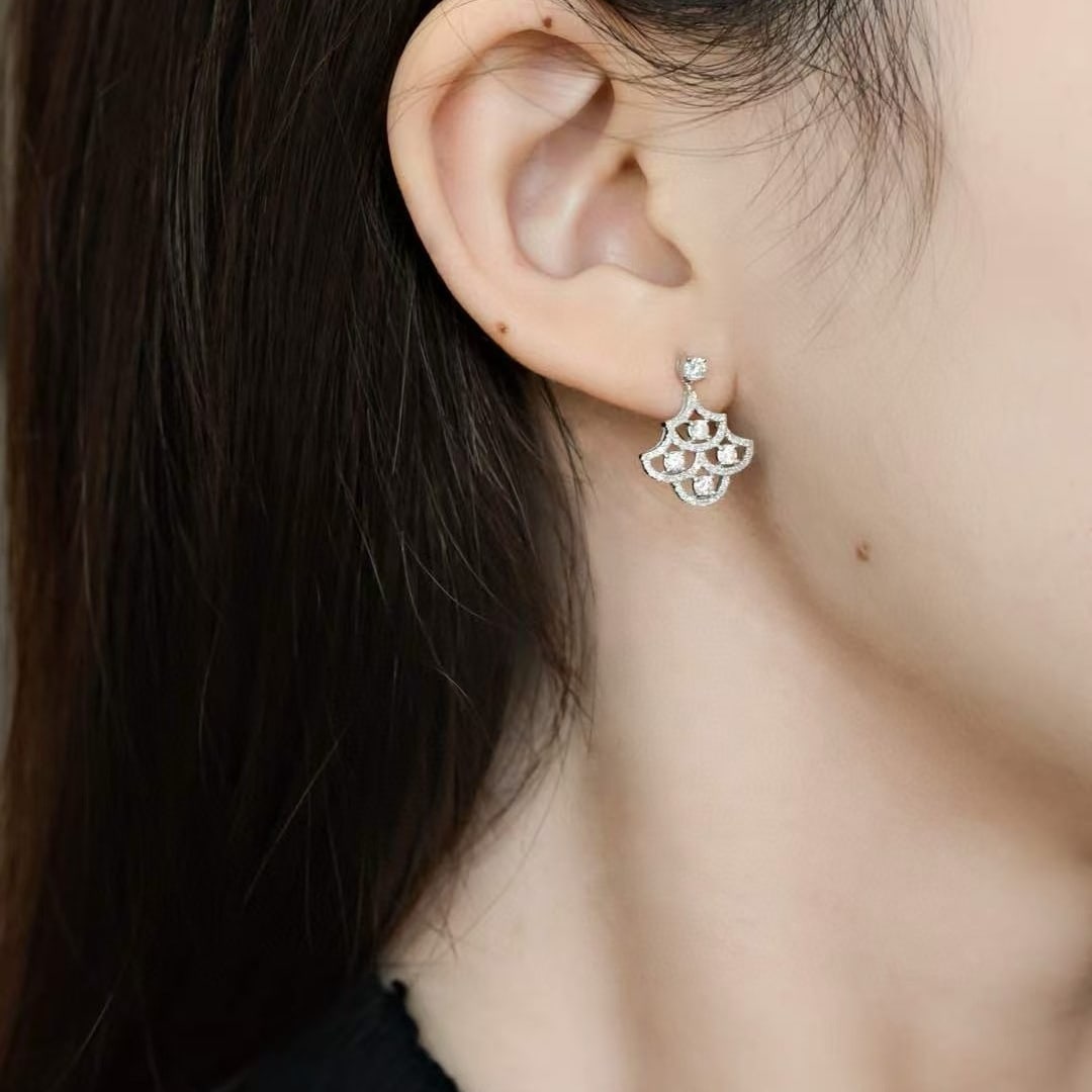 14k Gold 0.96 Ct Natural H Diamond Earrings - 2