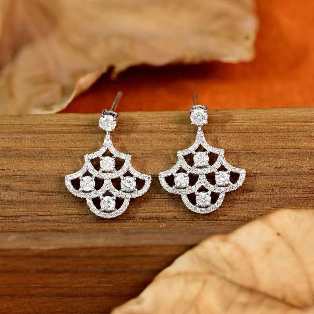 14k Gold 0.96 Ct Natural H Diamond Earrings - 6