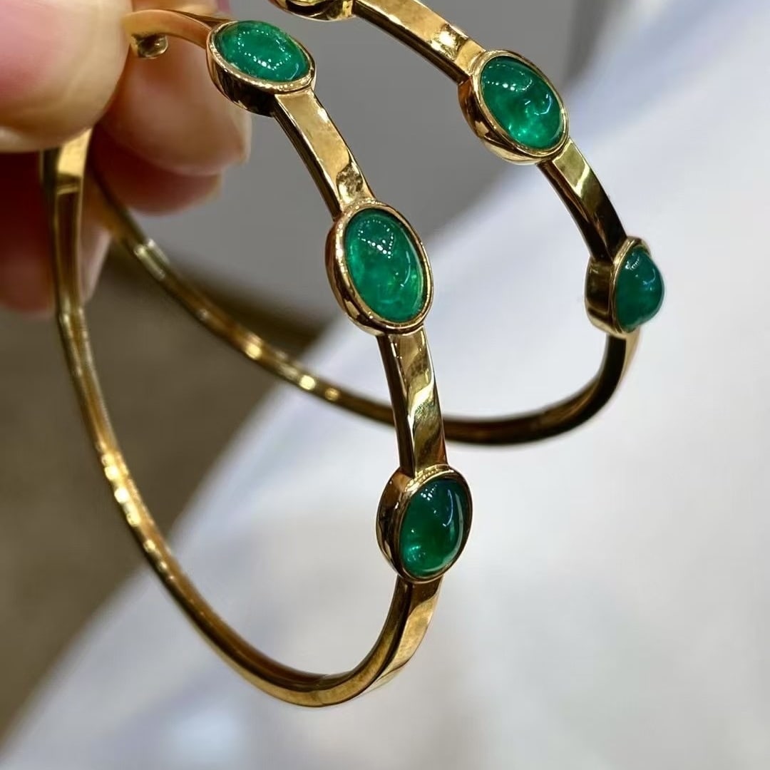 14k Gold 3.17 Ct Natural Emerald Earrings - 2