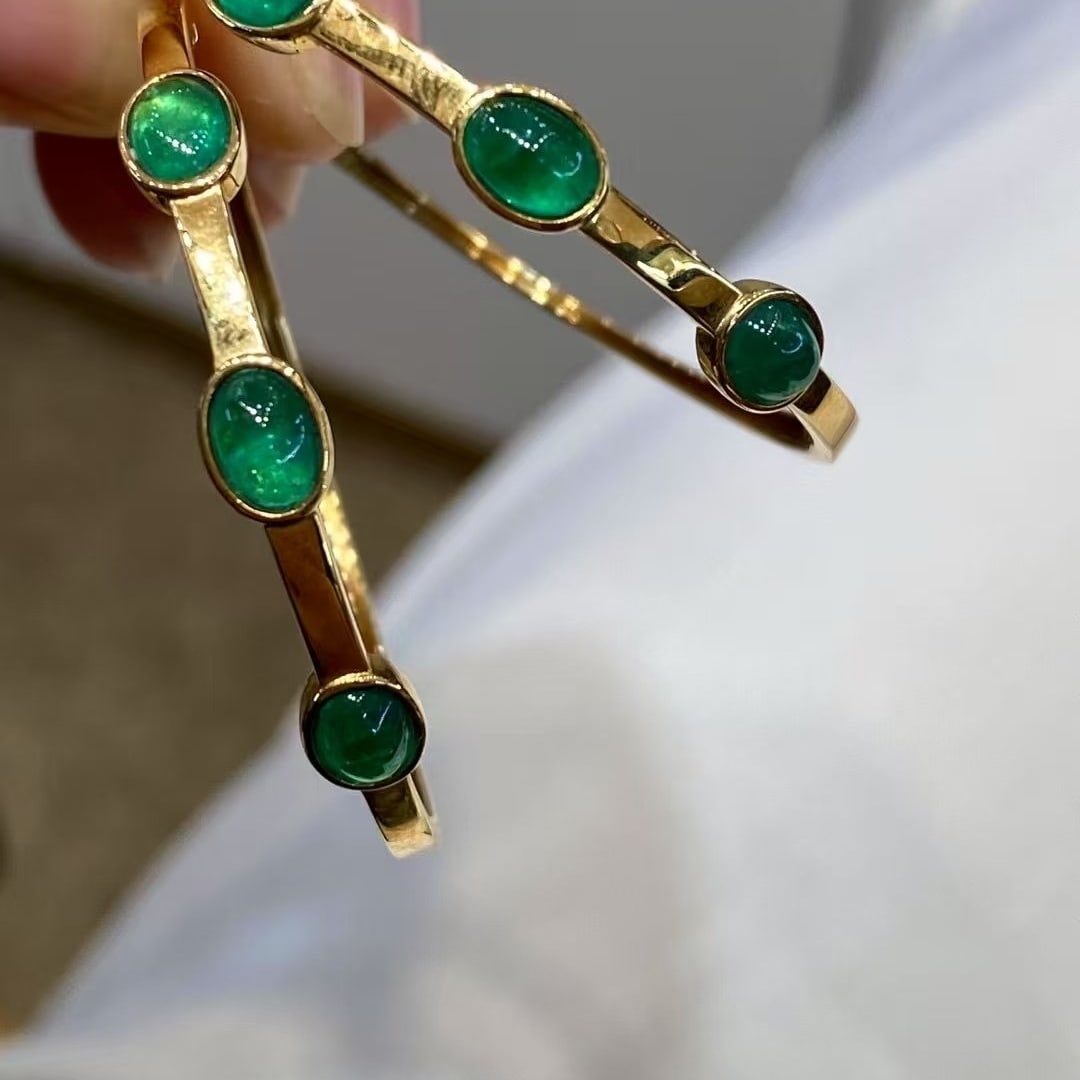 14k Gold 3.17 Ct Natural Emerald Earrings - 3