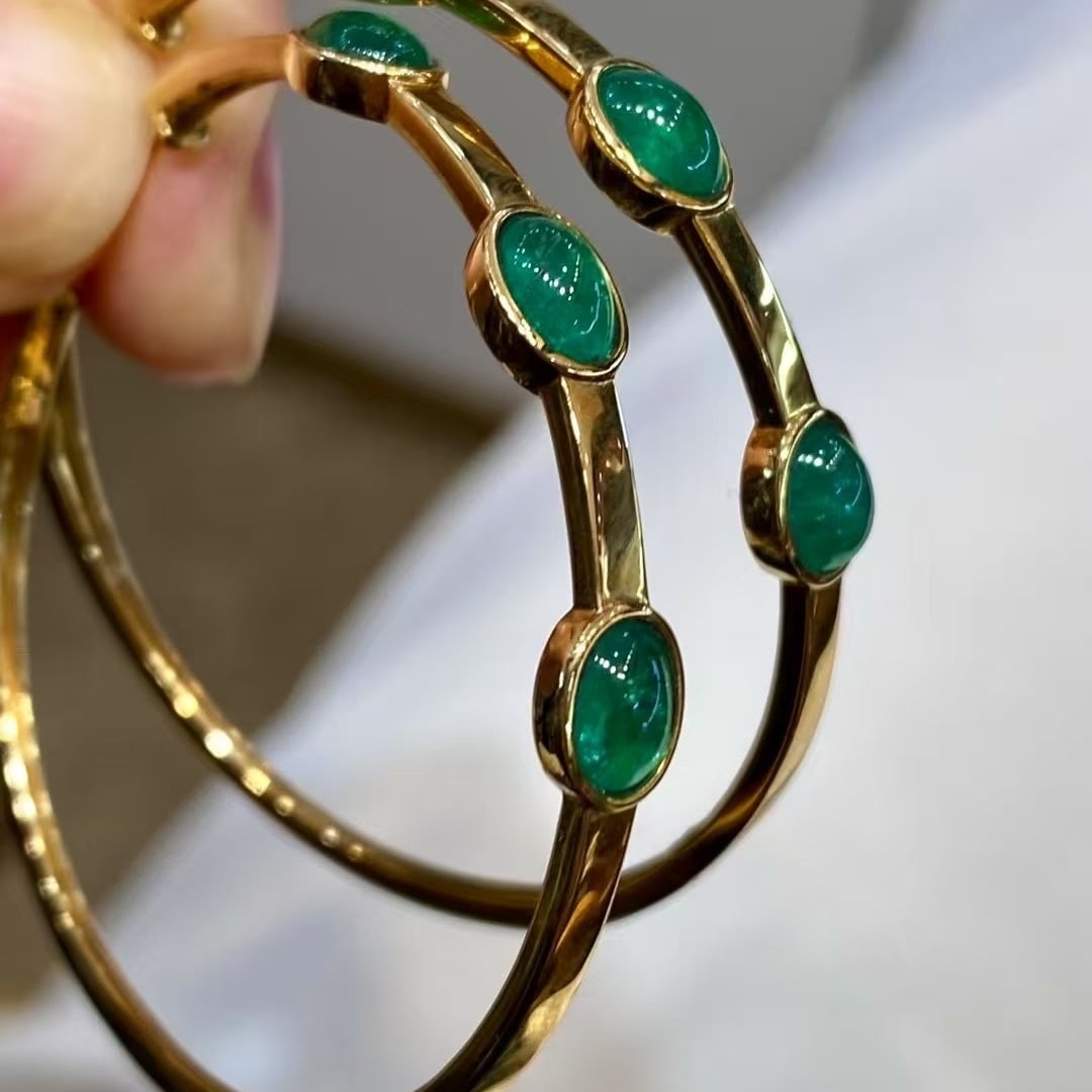 14k Gold 3.17 Ct Natural Emerald Earrings - 4