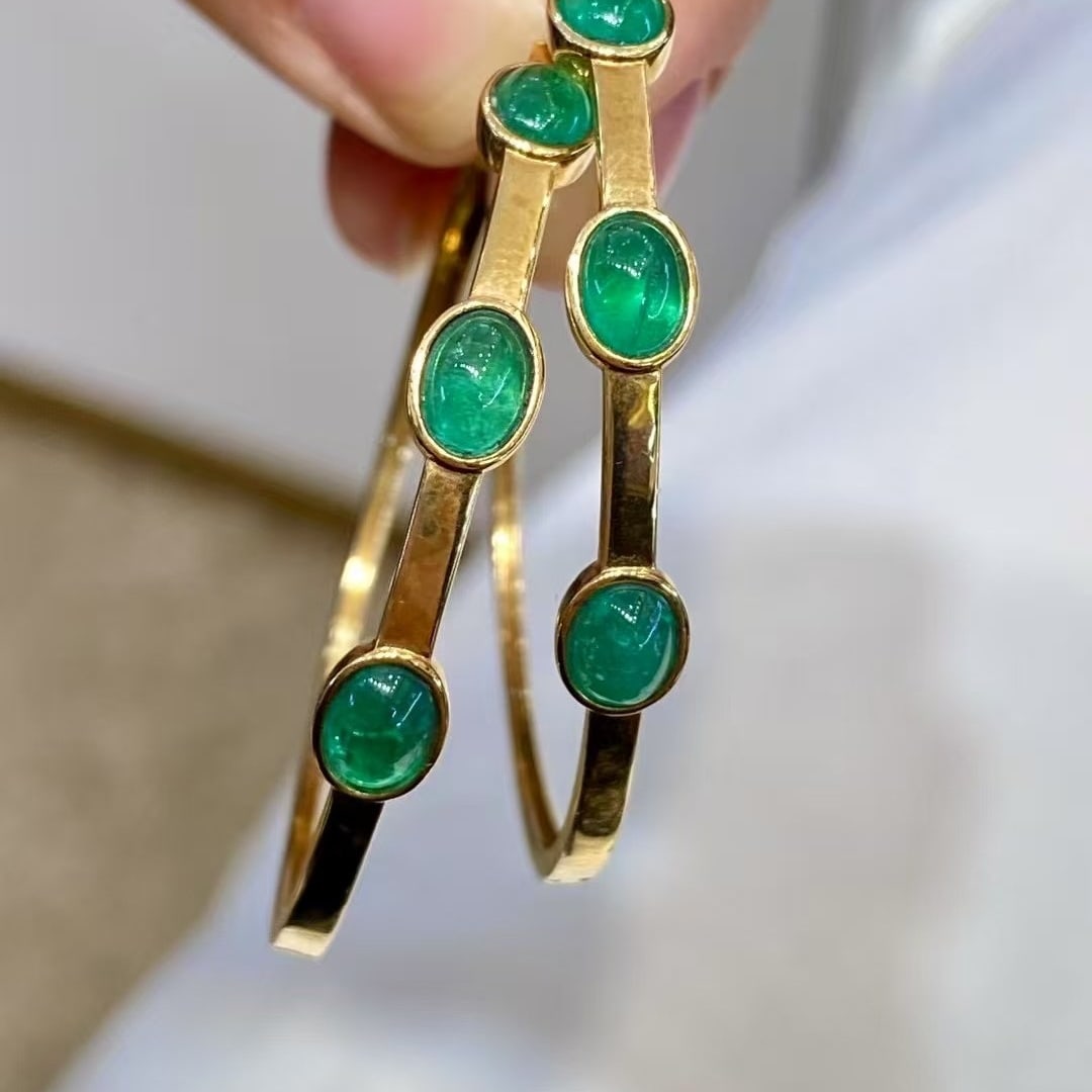 14k Gold 3.17 Ct Natural Emerald Earrings - 6