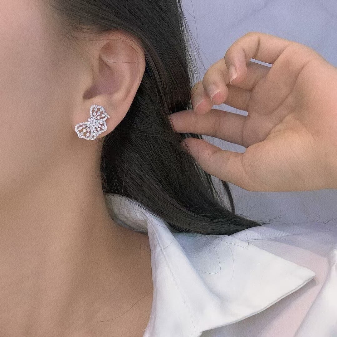 14k Gold 1.06 Ct Natural H Diamond Earrings - 4