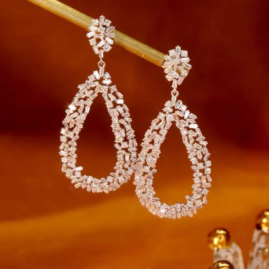 14k Gold 1.76 Ct Natural H Diamond Earrings - 2