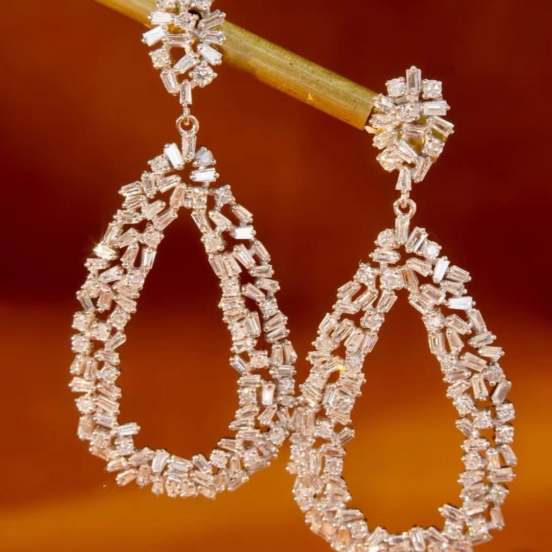 14k Gold 1.76 Ct Natural H Diamond Earrings - 3