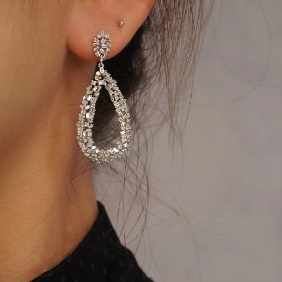 14k Gold 1.76 Ct Natural H Diamond Earrings - 4
