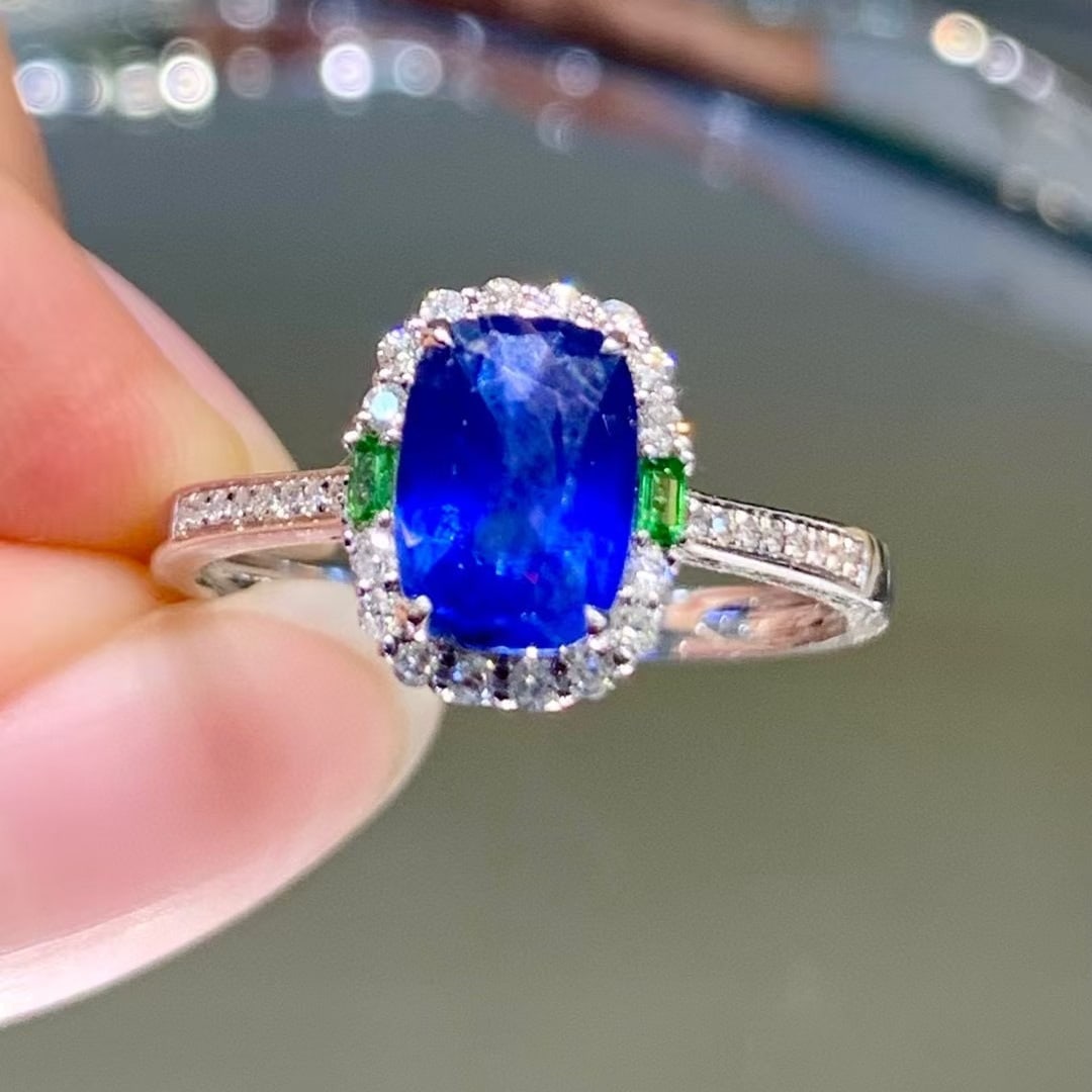 14k Gold 1.65 Ct Natural Sapphire & Diamond Ring - 2