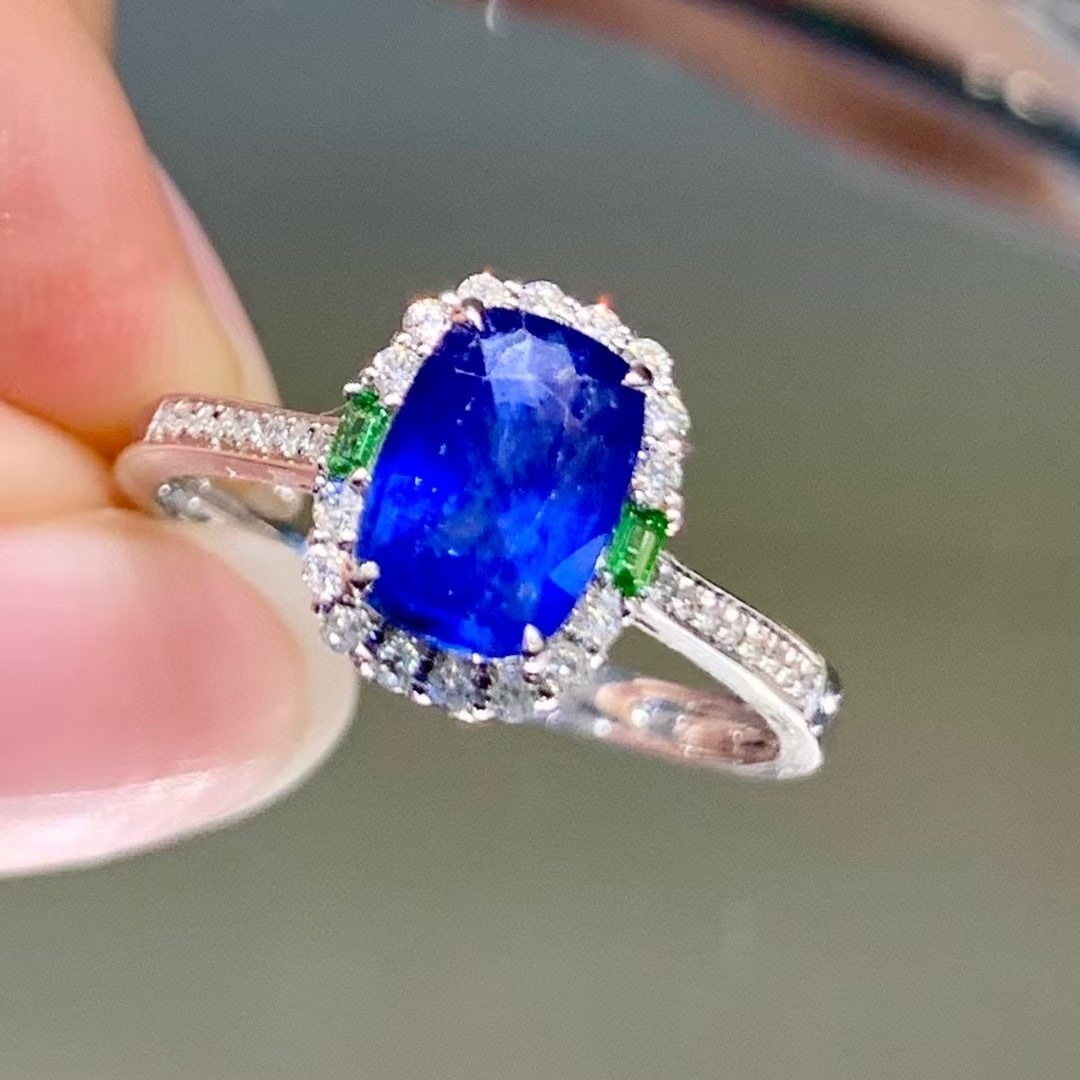 14k Gold 1.65 Ct Natural Sapphire & Diamond Ring - 3