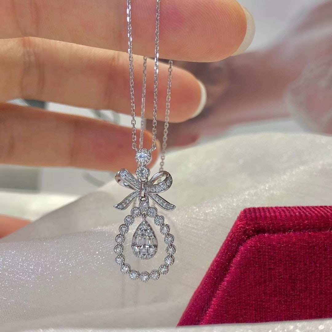 14k Gold 0.45 Ct Natural H Diamond Necklace - 3