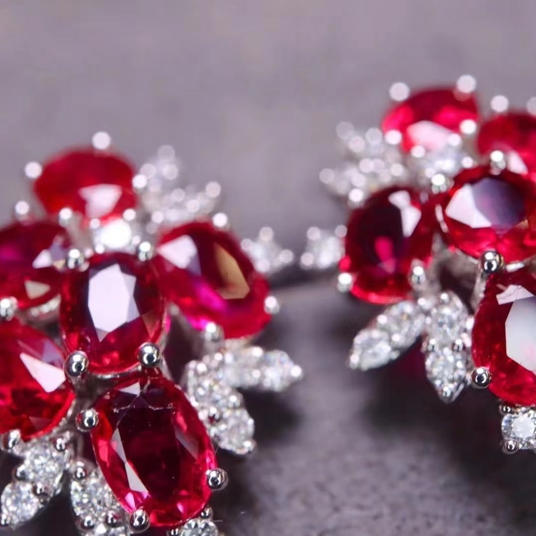 14k Gold 3.55 Ctw Natural Ruby & Diamond Earrings - 3