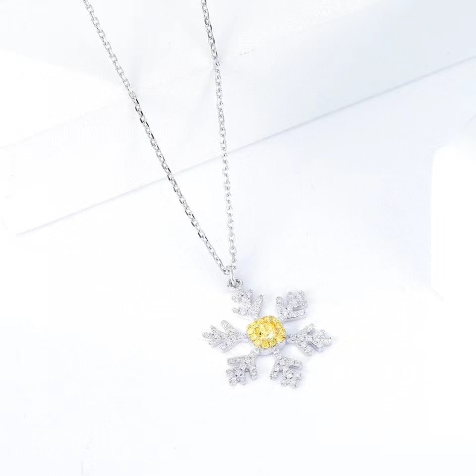14k Gold 0.3 Ctw Natural Yellow Diamond & Diamond Necklace - 2