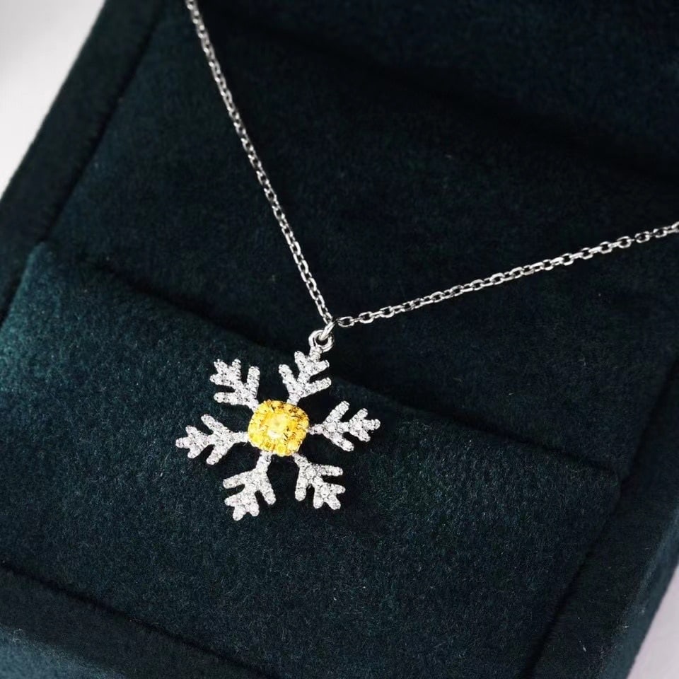 14k Gold 0.3 Ctw Natural Yellow Diamond & Diamond Necklace - 3