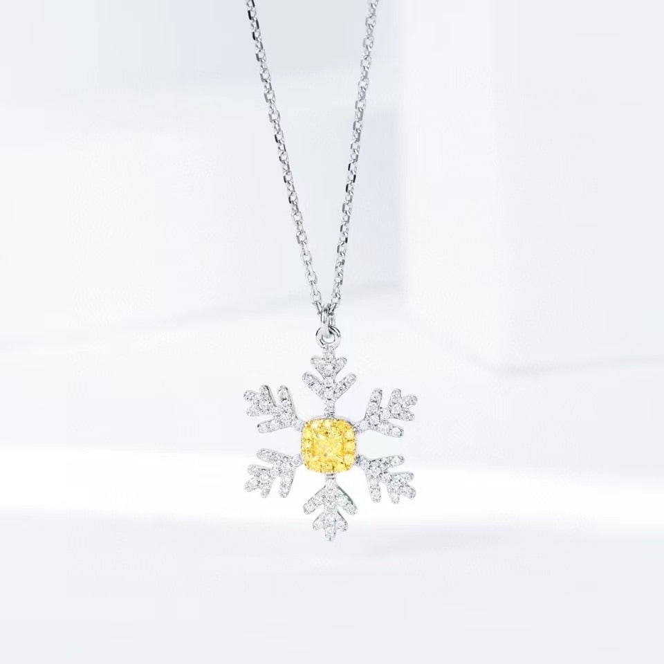 14k Gold 0.3 Ctw Natural Yellow Diamond & Diamond Necklace - 5