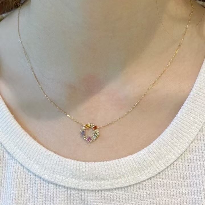 14k Gold 0.55 Ctw Natural Sapphire & Diamond Necklace - 5
