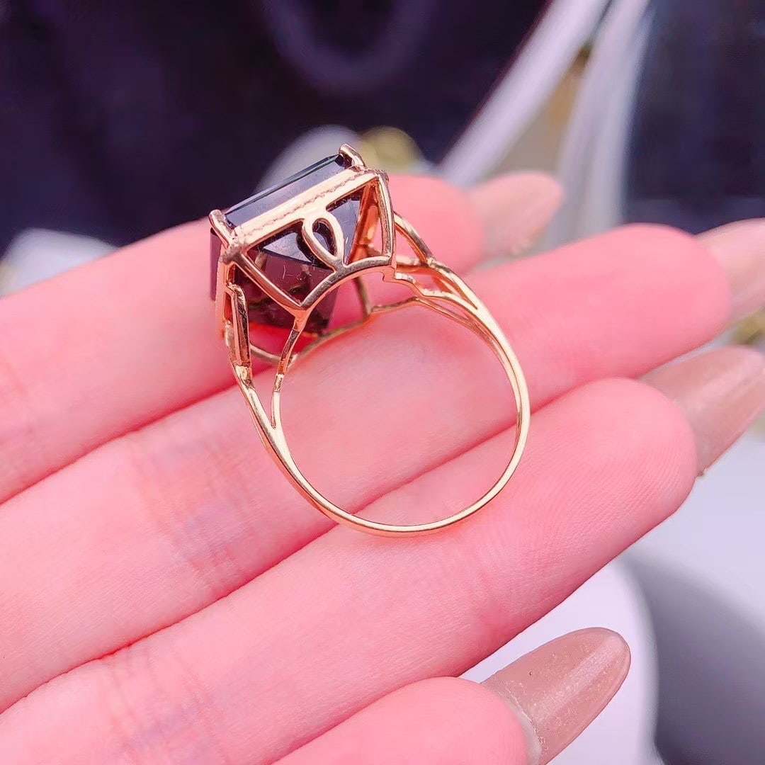14k Gold 14 Ct Natural Tourmaline & Diamond Ring - 4