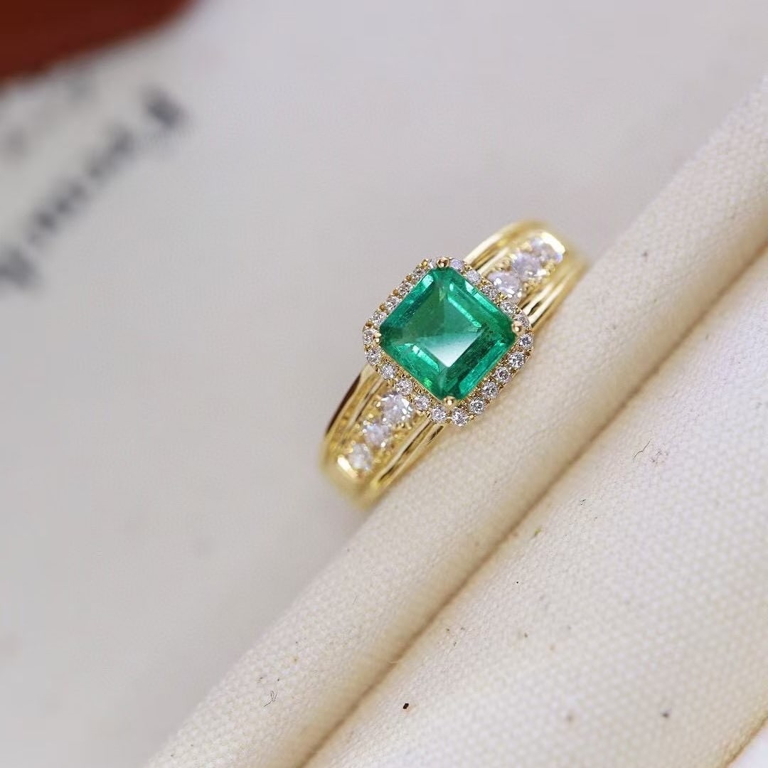 14k Gold 1.06 Ctw Natural Emerald & Diamond Ring - 4