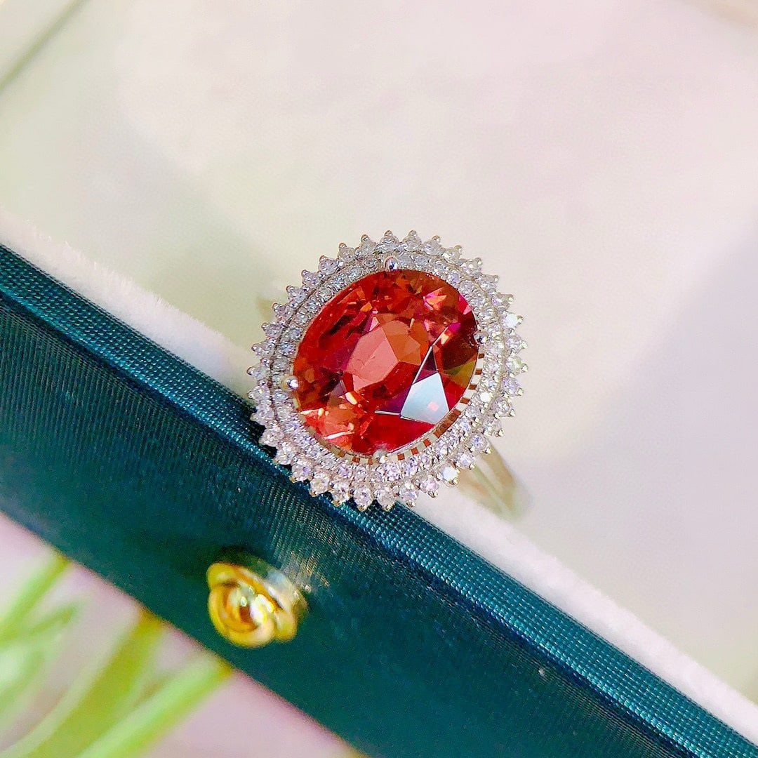 14k Gold 3.20 Ctw Natural Tourmaline & Diamond Ring - 2
