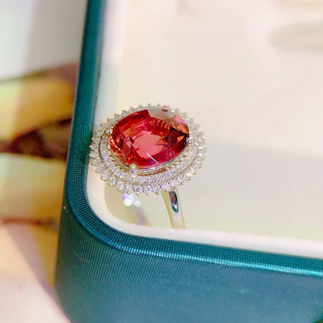 14k Gold 3.20 Ctw Natural Tourmaline & Diamond Ring - 4