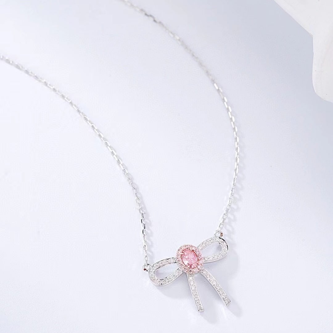 14k Gold 0.25 Ctw Natural Pink Diamond & Diamond Necklace - 2