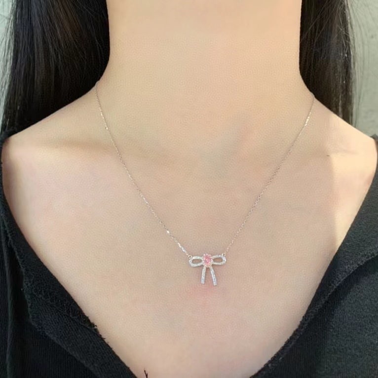 14k Gold 0.25 Ctw Natural Pink Diamond & Diamond Necklace - 5