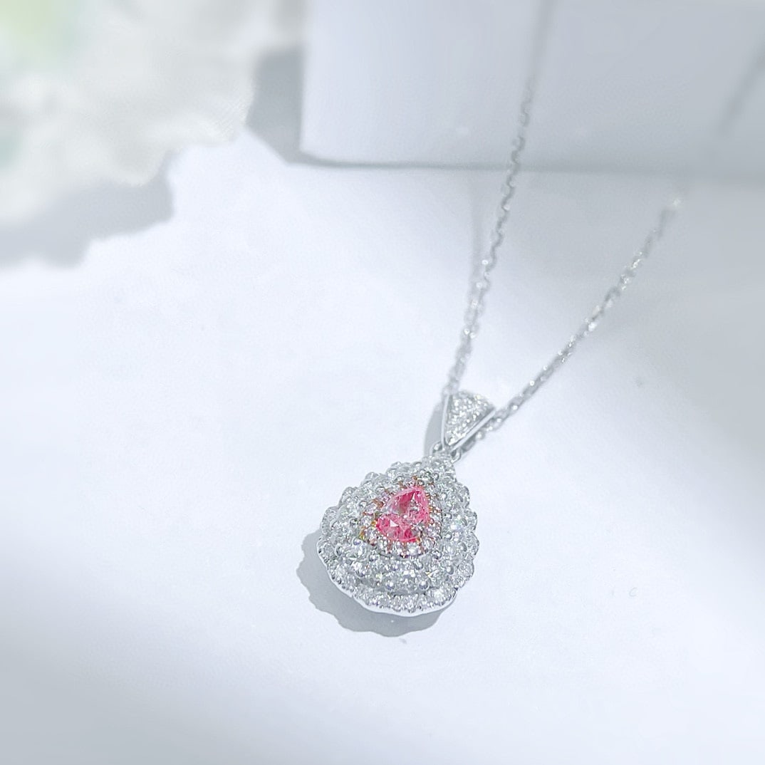 14k Gold 0.62 Ctw Natural Pink Diamond & Diamond Necklace - 2