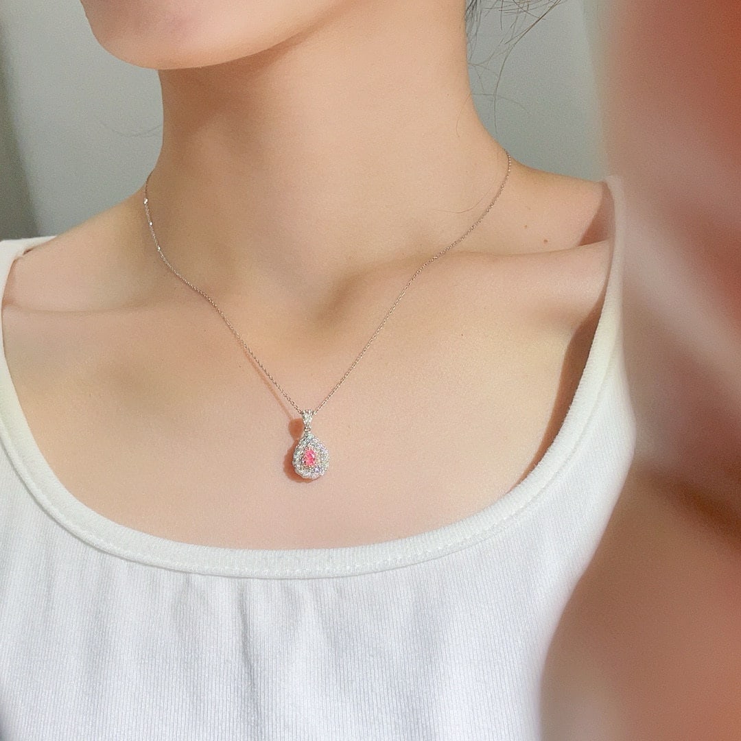 14k Gold 0.62 Ctw Natural Pink Diamond & Diamond Necklace - 3